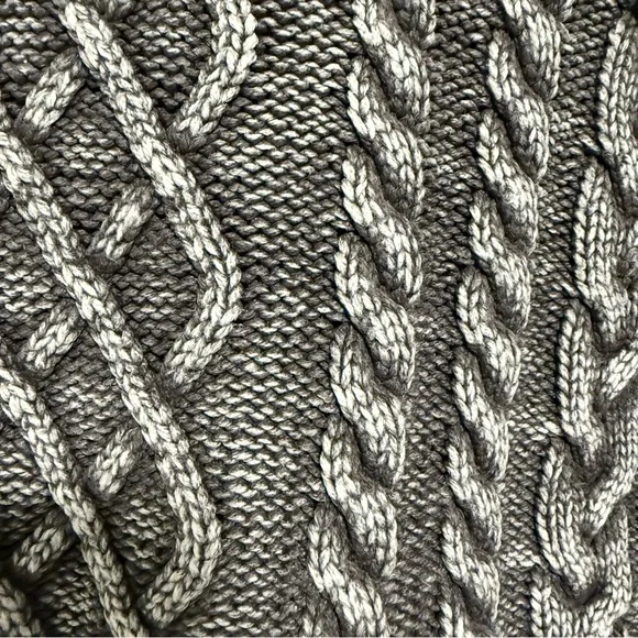 Aeropostale Slouchy Cable-Knit Cropped V-Neck Sweater - Grey Acid Wash - Picture 9 of 9